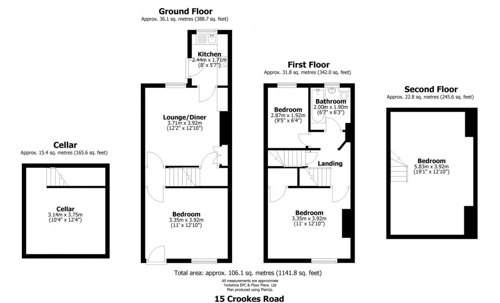 Floorplan for 15 Crookes Road, Broomhill, Sheffield