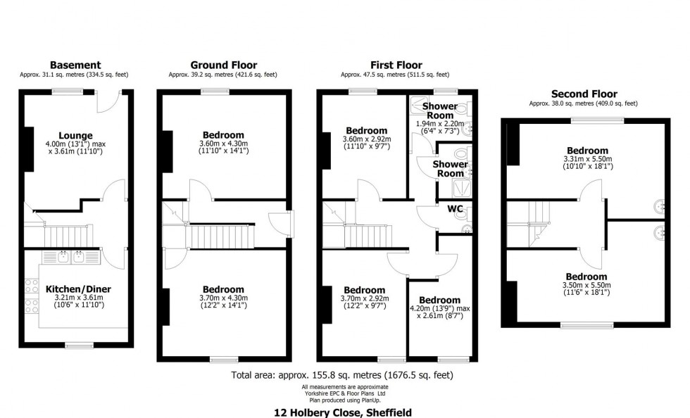 Floorplan for 12 Holberry Close, Sheffield