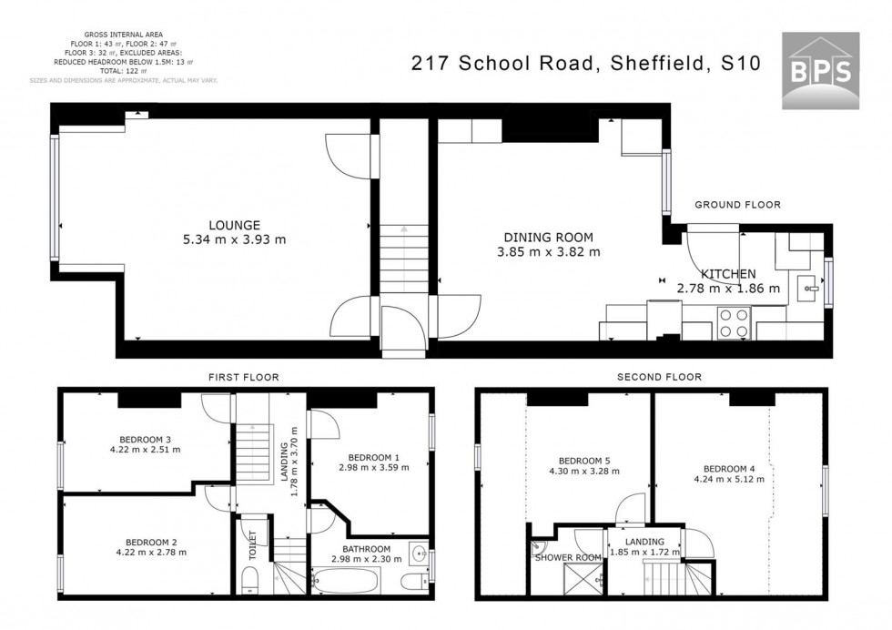 Floorplan for 217 School Road, Crookes