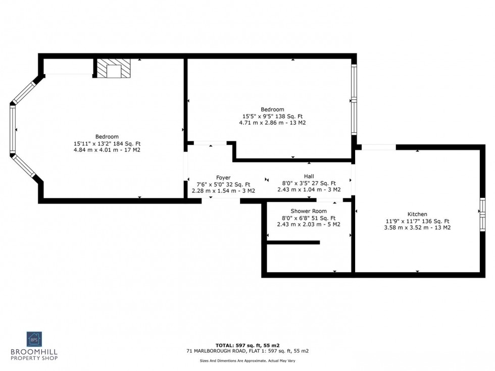 Floorplan for Flat 1, 71 Marlborough Road, Broomhill, Sheffield