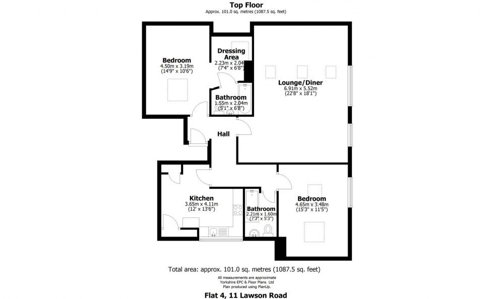 Floorplan for Flat 4, 11 Lawson Road, Sheffield