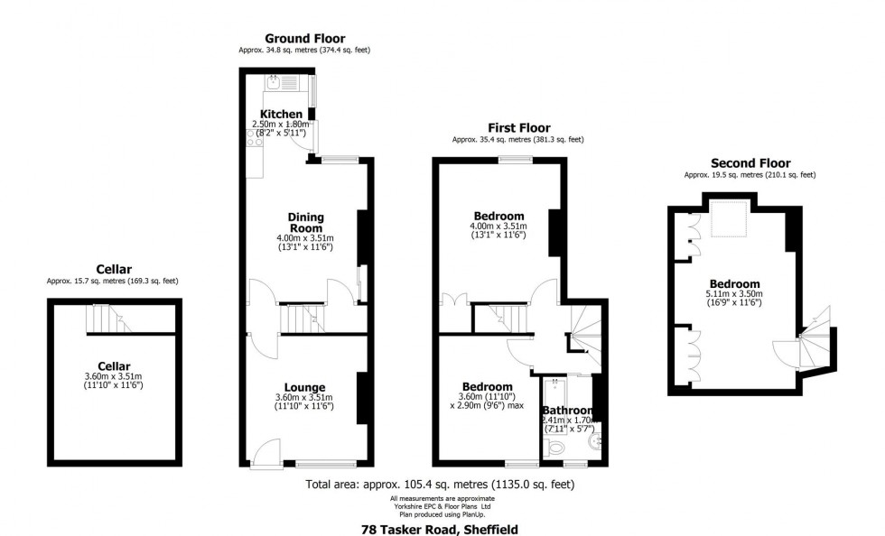 Floorplan for 78 Tasker Road, Crookes, Sheffield