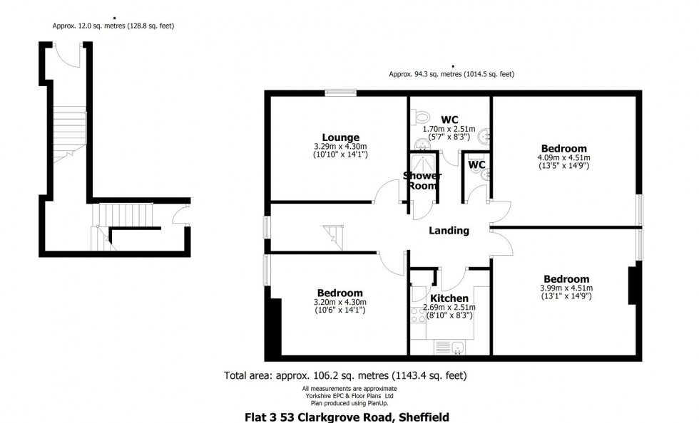 Floorplan for Flat 3, 53 Clarkegrove RoadBroomhillSheffield