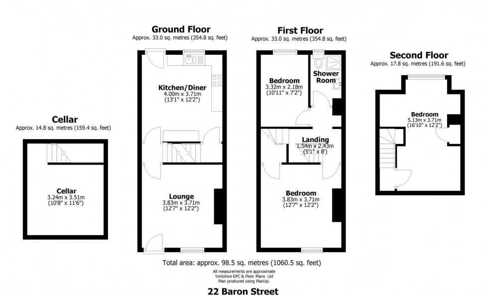 Floorplan for 22 Baron Street, City Centre, Sheffield