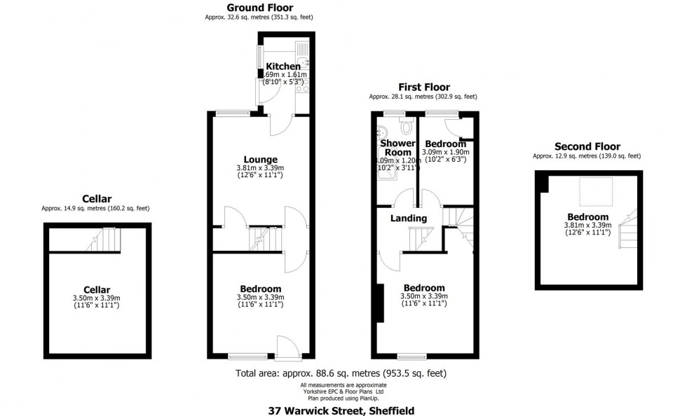 Floorplan for 37 Warwick Street, Crookes, Sheffield