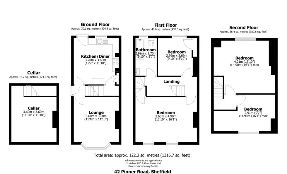 Floorplan for 42 Pinner Road, Hunters bar, Sheffield