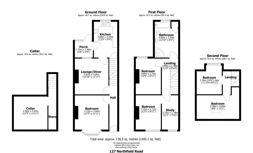 Floorplan for 127 Northfield Road, Crookes, Sheffield