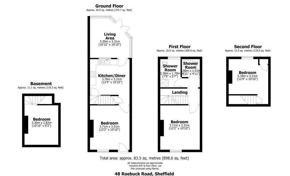 Floorplan for 48 Roebuck Road, Crookesmoor, Sheffield