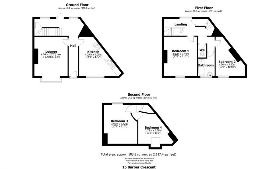 Floorplan for 15 Barber Crescent, Sheffield