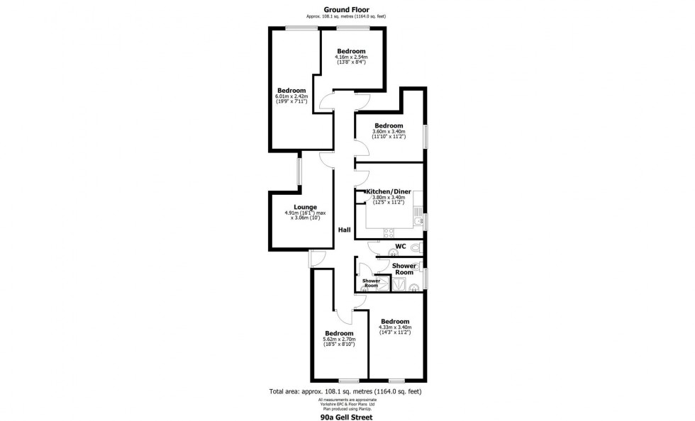 Floorplan for 90A Gell Street, Sheffield