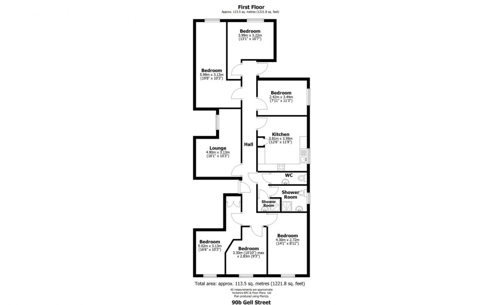 Floorplan for 90B Gell Street, Sheffield