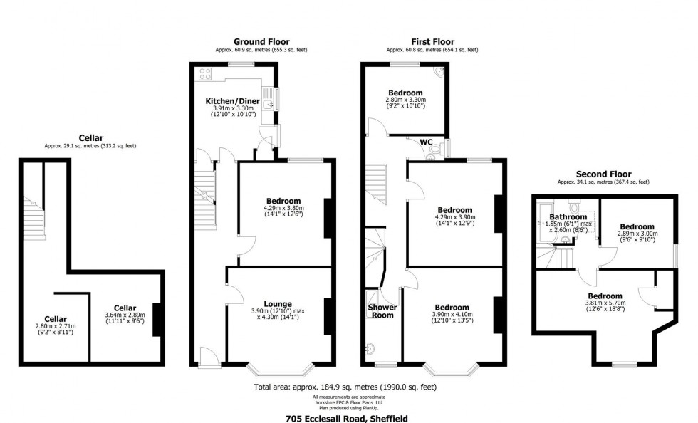 Floorplan for 705 Ecclesall Road, Sheffield