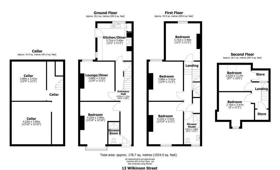 Floorplan for 13 Wilkinson Street, Sheffield