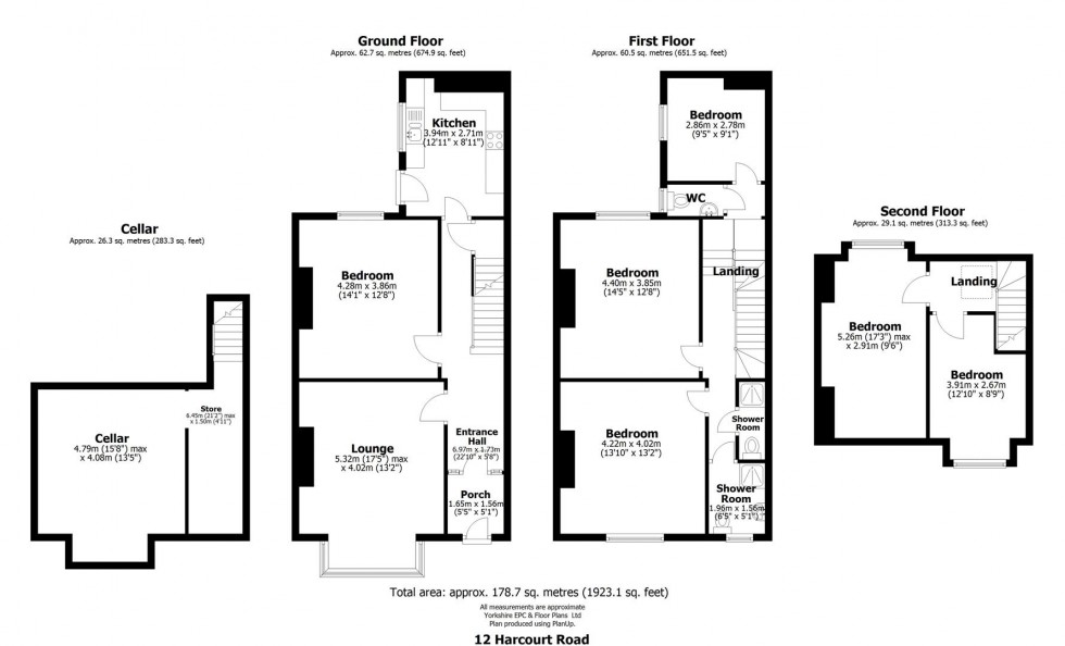 Floorplan for 12 Harcourt Road, Crookesmoor, Sheffield