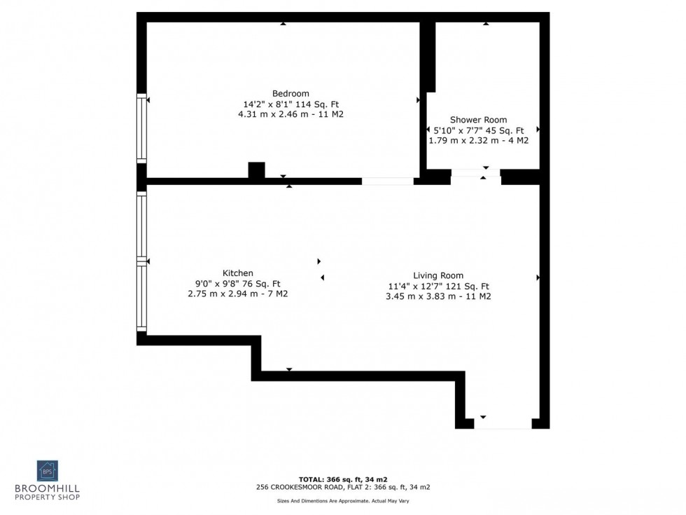 Floorplan for Flat 2, 256 Crookesmoor Road, Crookesmoor