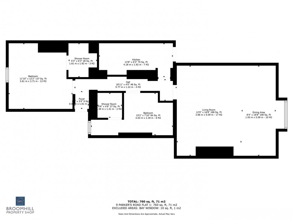 Floorplan for Flat 1, 9 Parkers Road, Sheffield