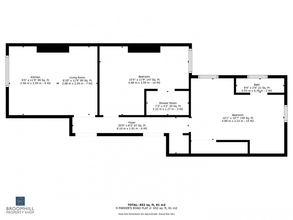 Floorplan for Flat 2, 9 Parkers Road, Sheffield