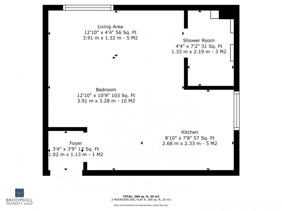 Floorplan for Flat A, 2 Moorgate Avenue, Crookesmoor