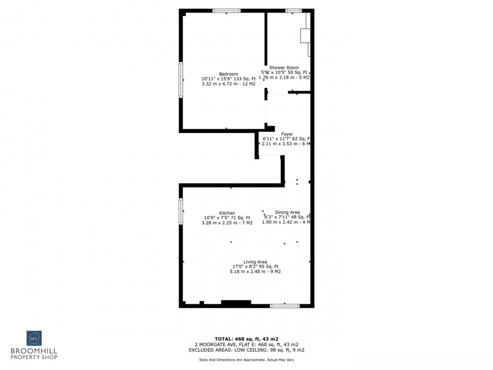 Floorplan for Flat E, 2 Moorgate Avenue, Crookesmoor